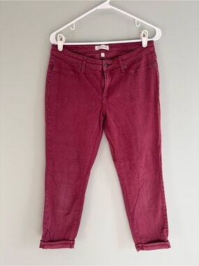 LILA RYAN Women's Burgundy Cropped Slim Jeans